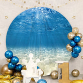 Aperturee - Bright Sea Blue And Sand Round Summer Backdrop